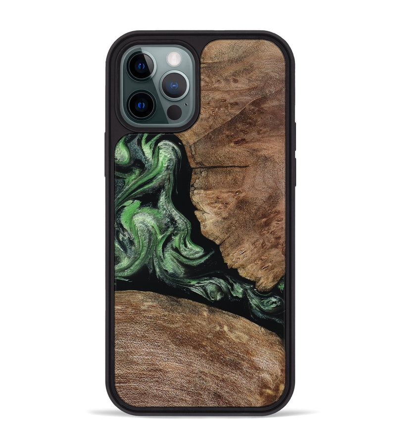 iPhone 12 Pro Max Wood Phone Case - Damon (Green, 805490)