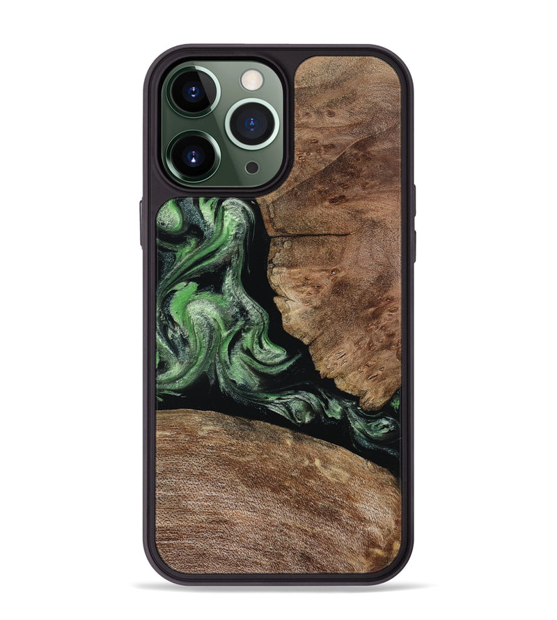 iPhone 13 Pro Max Wood Phone Case - Damon (Green, 805490)