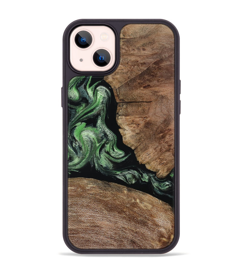 iPhone 14 Plus Wood Phone Case - Damon (Green, 805490)