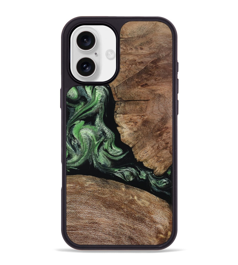 iPhone 16 Plus Wood Phone Case - Damon (Green, 805490)