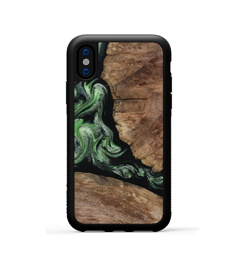 iPhone Xs Wood Phone Case - Damon (Green, 805490)