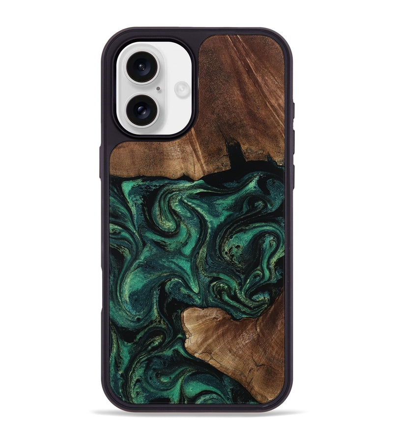 iPhone 16 Plus Wood Phone Case - Therese (Green, 805491)
