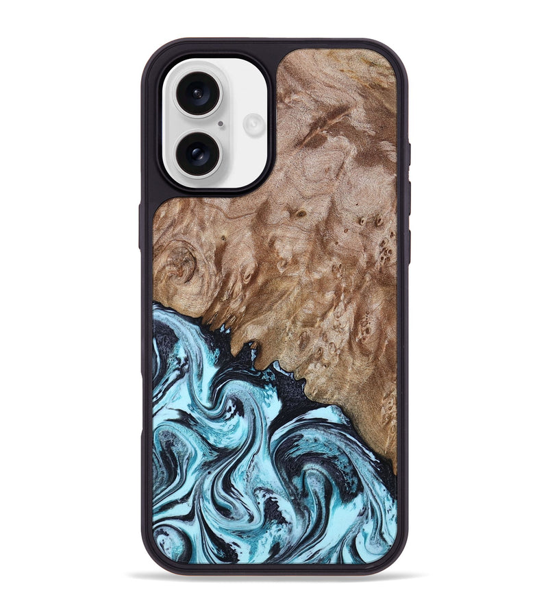 iPhone 16 Plus Wood Phone Case - Cullen (Blue, 805517)
