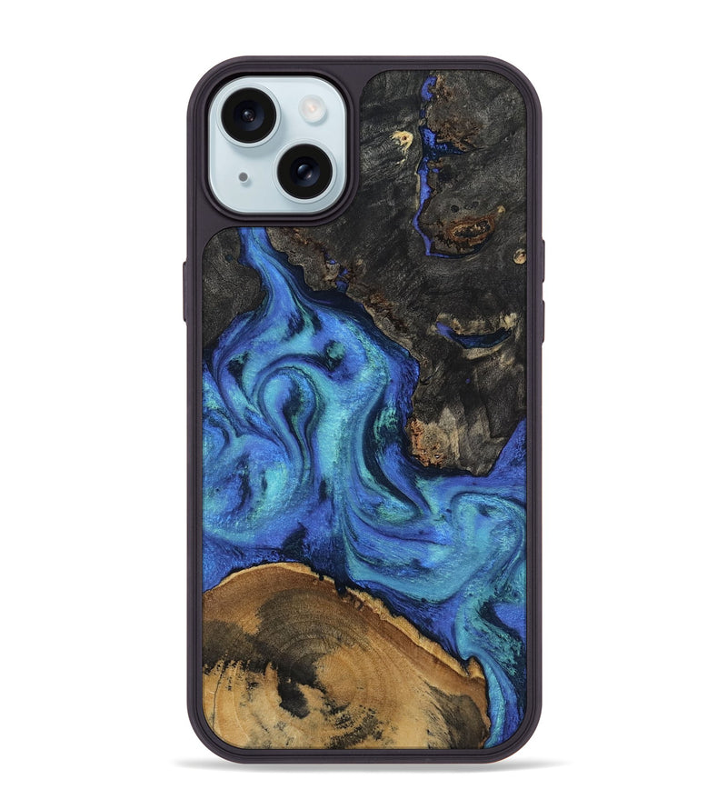 iPhone 15 Plus Wood Phone Case - Jed (Blue, 805518)