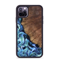 iPhone 11 Pro Max Wood Phone Case - Leatha (Blue, 805519)