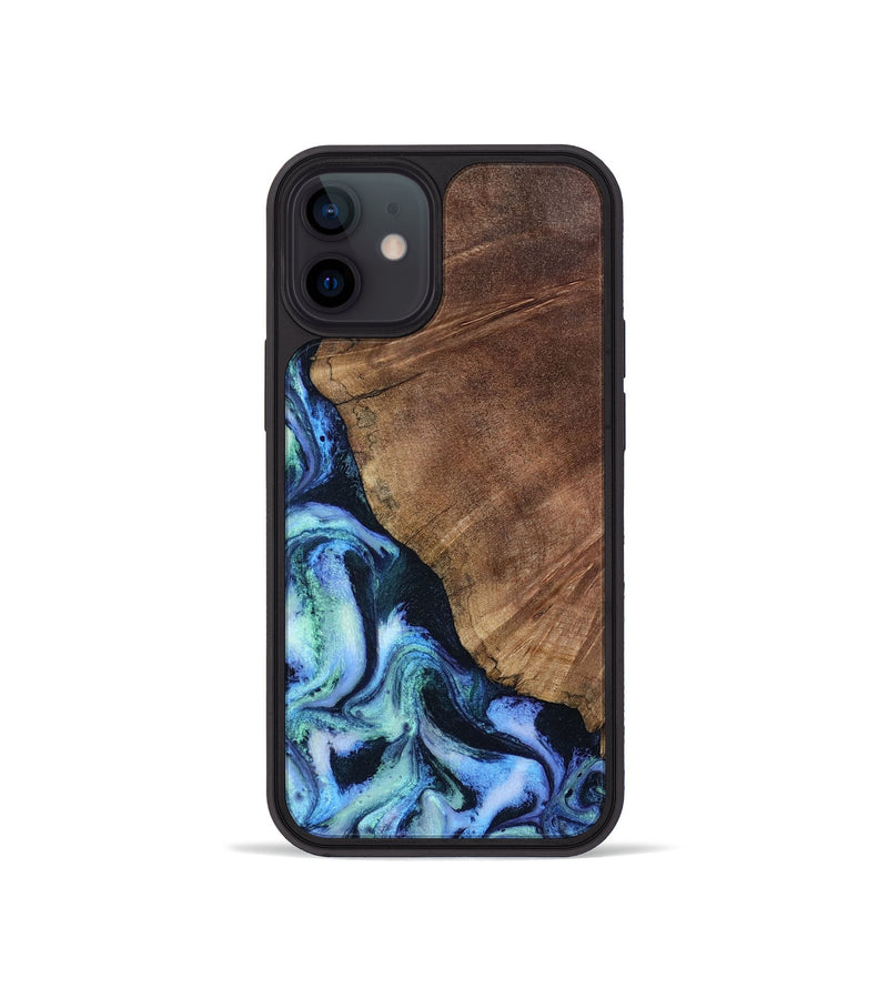 iPhone 12 mini Wood Phone Case - Leatha (Blue, 805519)