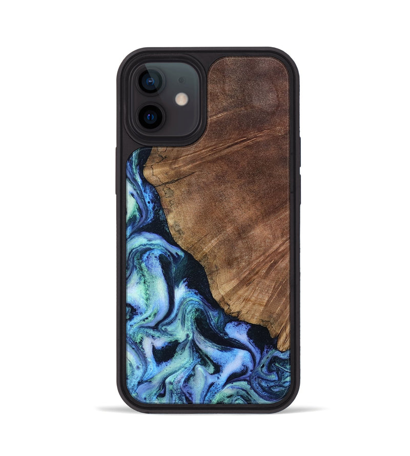 iPhone 12 Wood Phone Case - Leatha (Blue, 805519)
