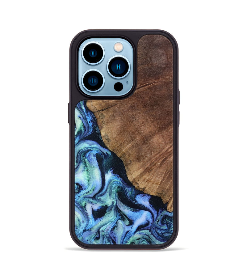 iPhone 14 Pro Wood Phone Case - Leatha (Blue, 805519)