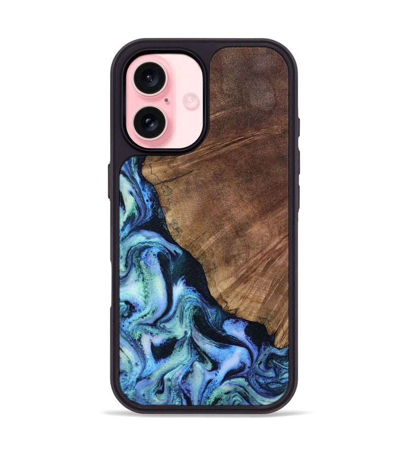 iPhone 16 Wood Phone Case - Leatha (Blue, 805519)