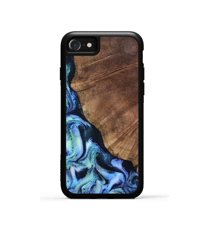 iPhone SE Wood Phone Case - Leatha (Blue, 805519)
