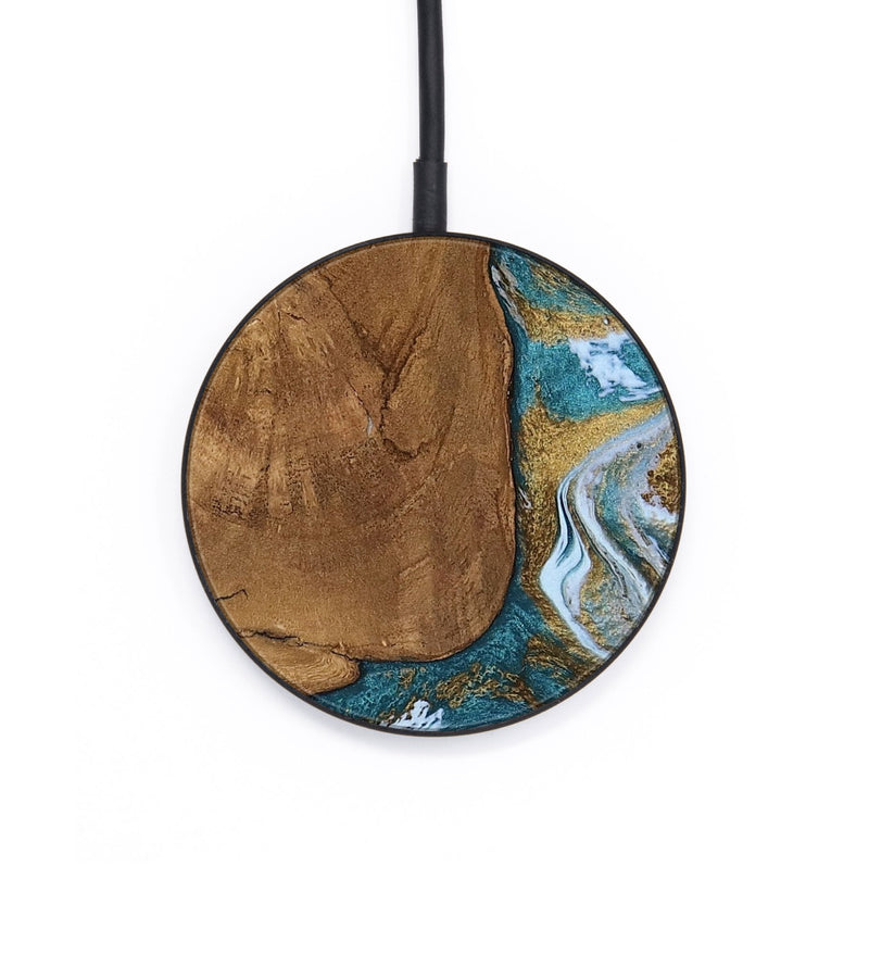 Circle Wood Wireless Charger - Milena (Teal & Gold, 805541)