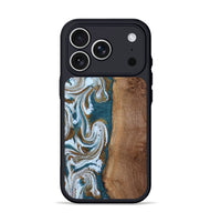 iPhone 17 Pro Wood Phone Case - Benson (Teal & Gold, 805549)