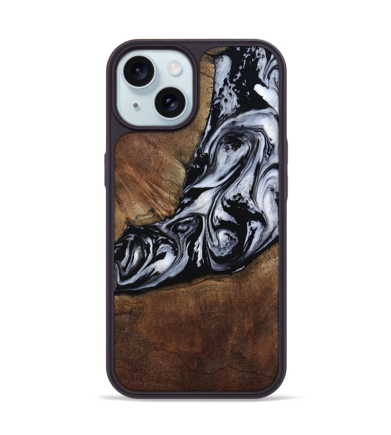 iPhone 15 Wood Phone Case - Jream (Black & White, 805558)