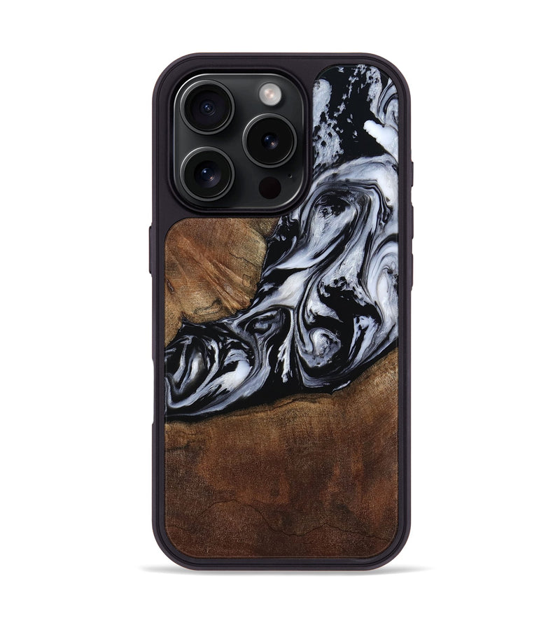 iPhone 16 Pro Wood Phone Case - Jream (Black & White, 805558)