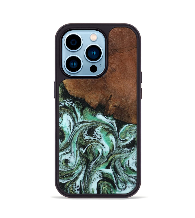 iPhone 14 Pro Wood Phone Case - Rhodes (Green, 805561)