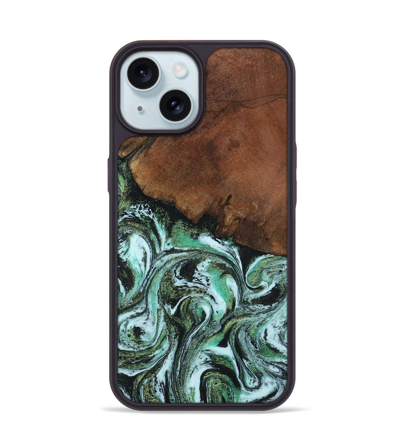iPhone 15 Wood Phone Case - Rhodes (Green, 805561)