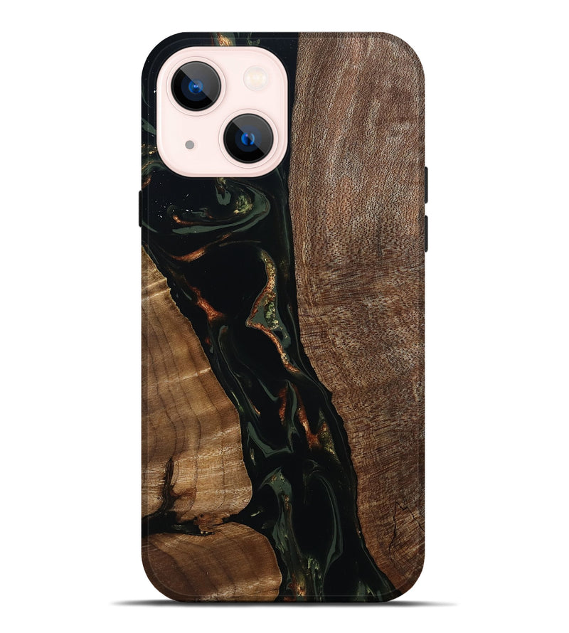 iPhone 14 Plus Wood Live Edge Phone Case - Kaleena (Green, 805665)