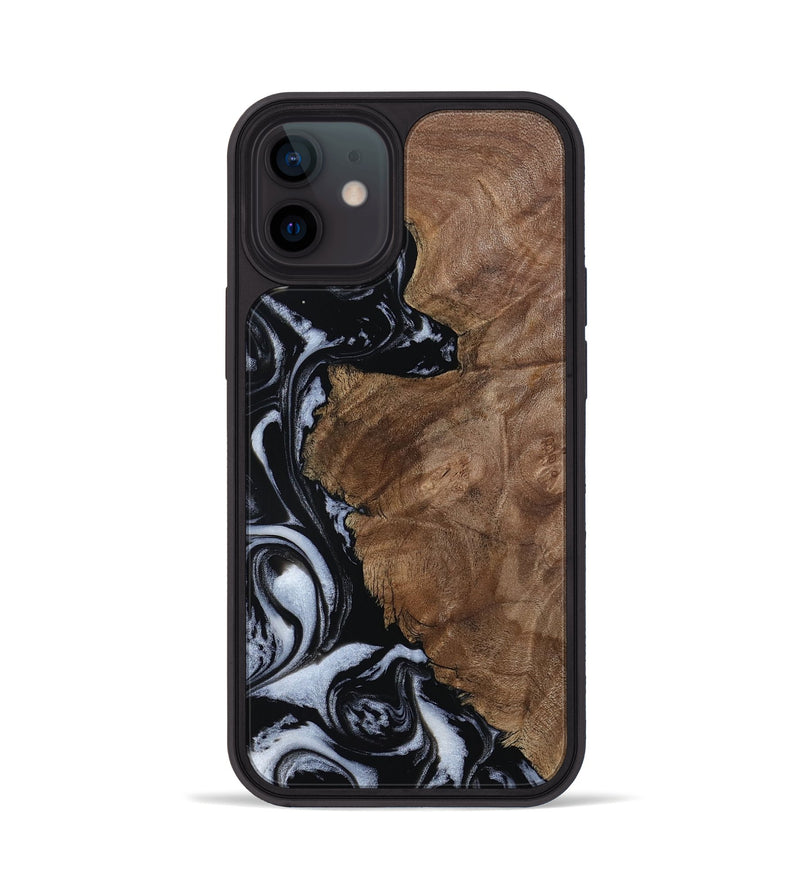 iPhone 12 Wood Phone Case - Olivia (Black & White, 805777)