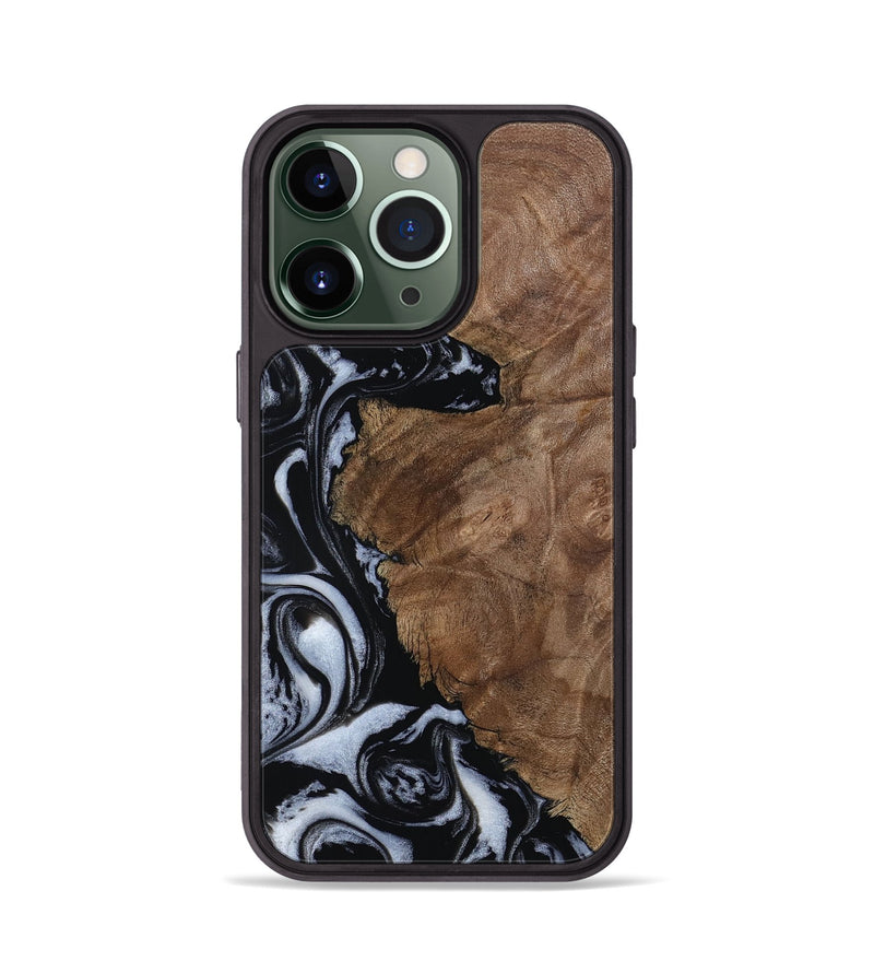 iPhone 13 Pro Wood Phone Case - Olivia (Black & White, 805777)