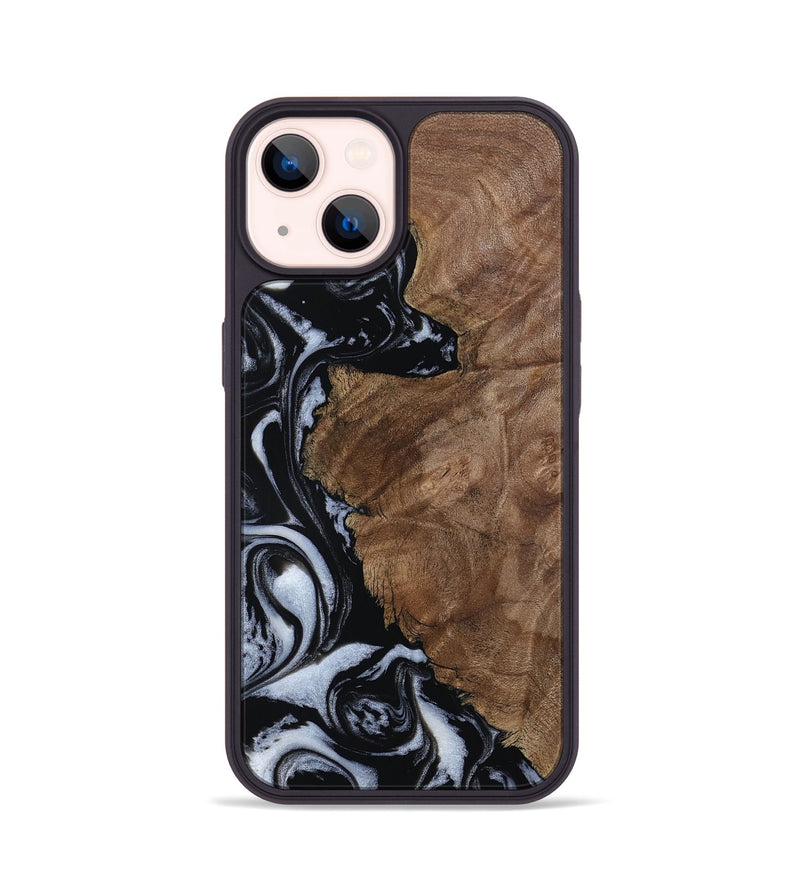 iPhone 14 Wood Phone Case - Olivia (Black & White, 805777)