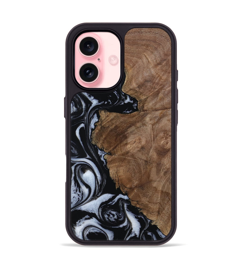 iPhone 16 Wood Phone Case - Olivia (Black & White, 805777)