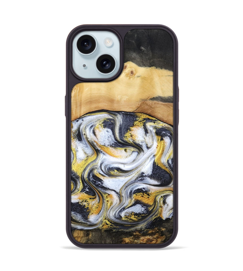 iPhone 15 Wood Phone Case - Cullen (Black & White, 805778)