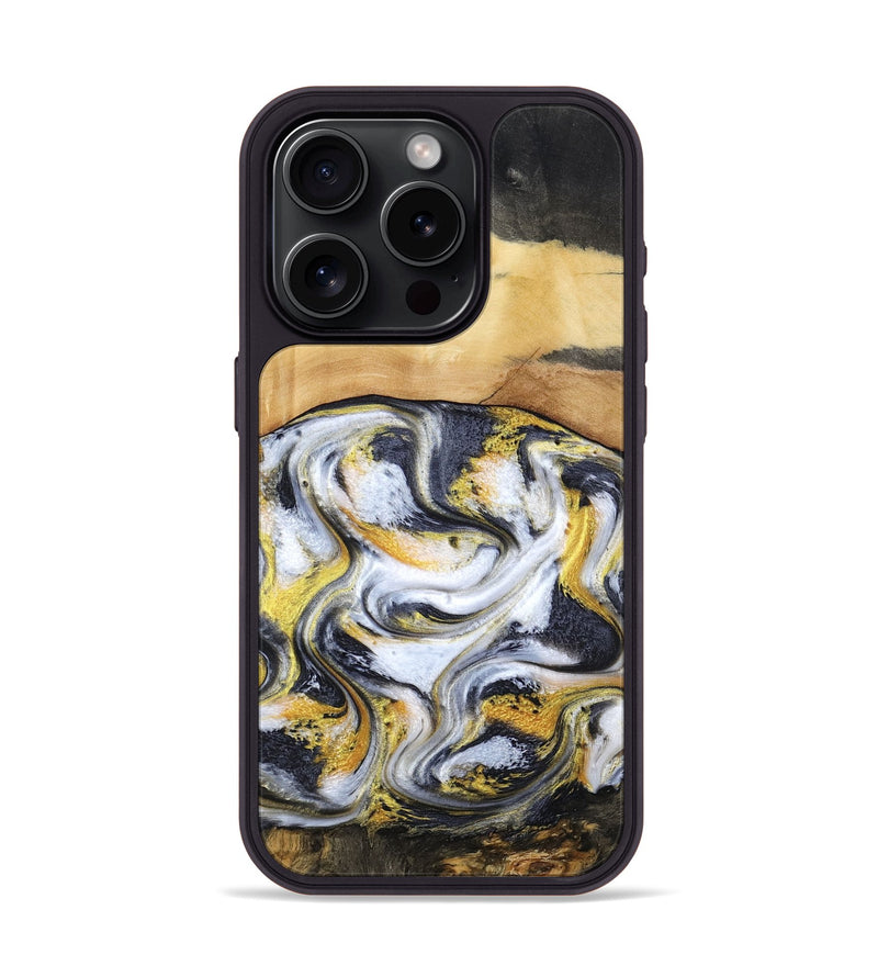 iPhone 15 Pro Wood Phone Case - Cullen (Black & White, 805778)