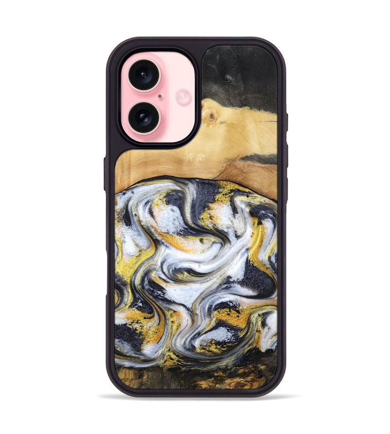 iPhone 16 Wood Phone Case - Cullen (Black & White, 805778)