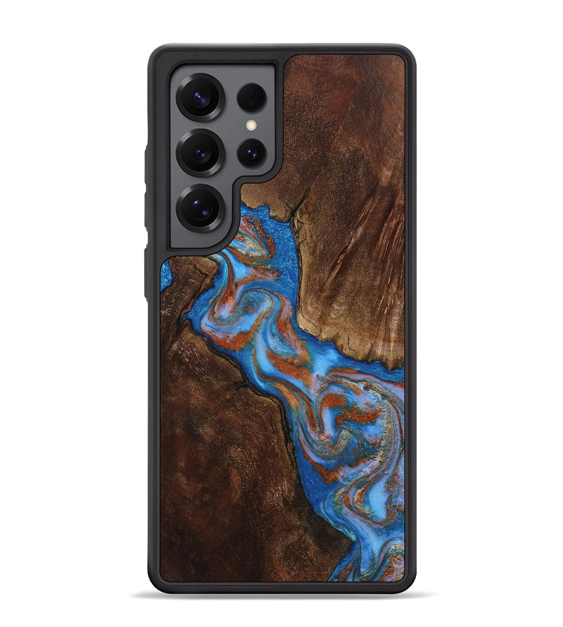 Galaxy S25 Ultra Wood Phone Case - Velda (Teal & Gold, 805820)