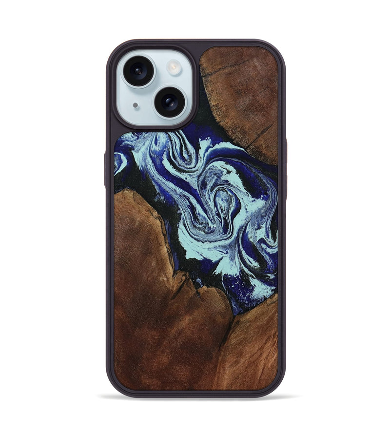 iPhone 15 Wood Phone Case - Gus (Blue, 805873)