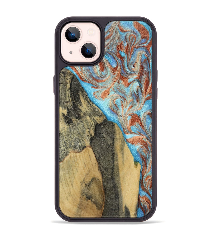 iPhone 14 Plus Wood Phone Case - Ailany (Teal & Gold, 805932)