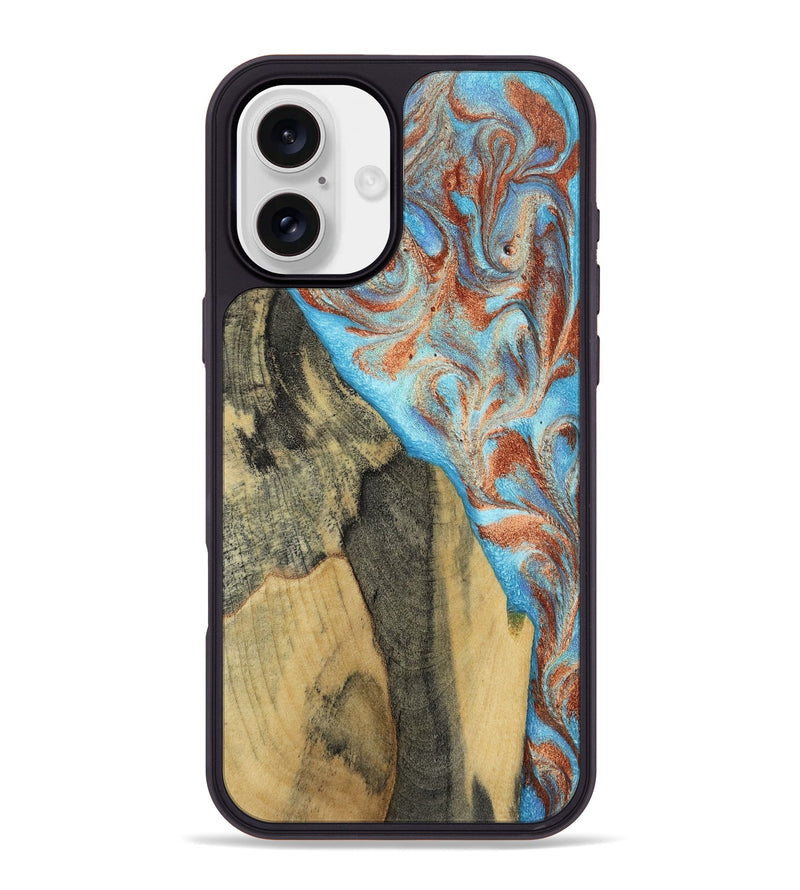 iPhone 16 Plus Wood Phone Case - Ailany (Teal & Gold, 805932)