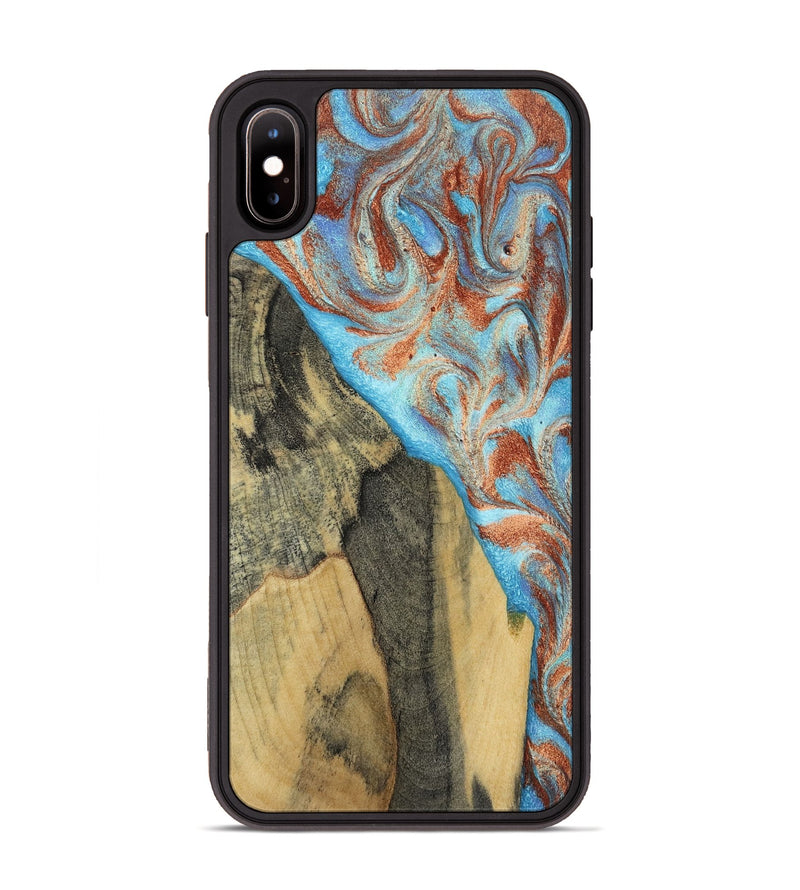 iPhone Xs Max Wood Phone Case - Ailany (Teal & Gold, 805932)