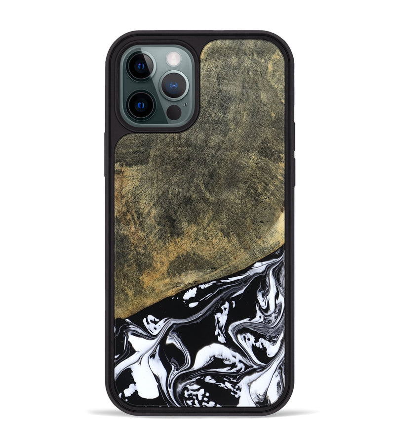 iPhone 12 Pro Max Wood Phone Case - Larkin (Black & White, 805949)