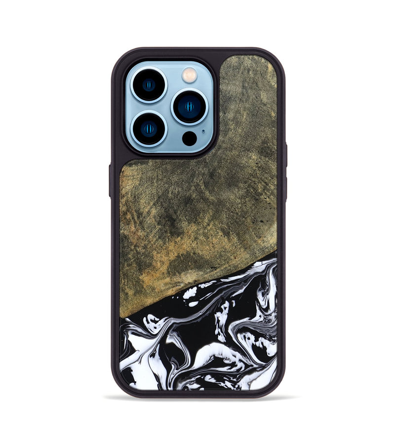 iPhone 14 Pro Wood Phone Case - Larkin (Black & White, 805949)