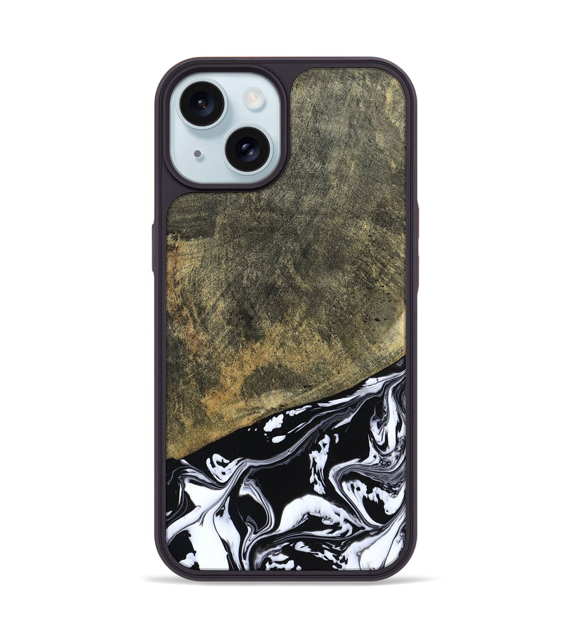 iPhone 15 Wood Phone Case - Larkin (Black & White, 805949)