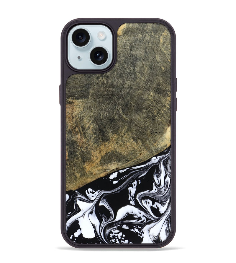iPhone 15 Plus Wood Phone Case - Larkin (Black & White, 805949)