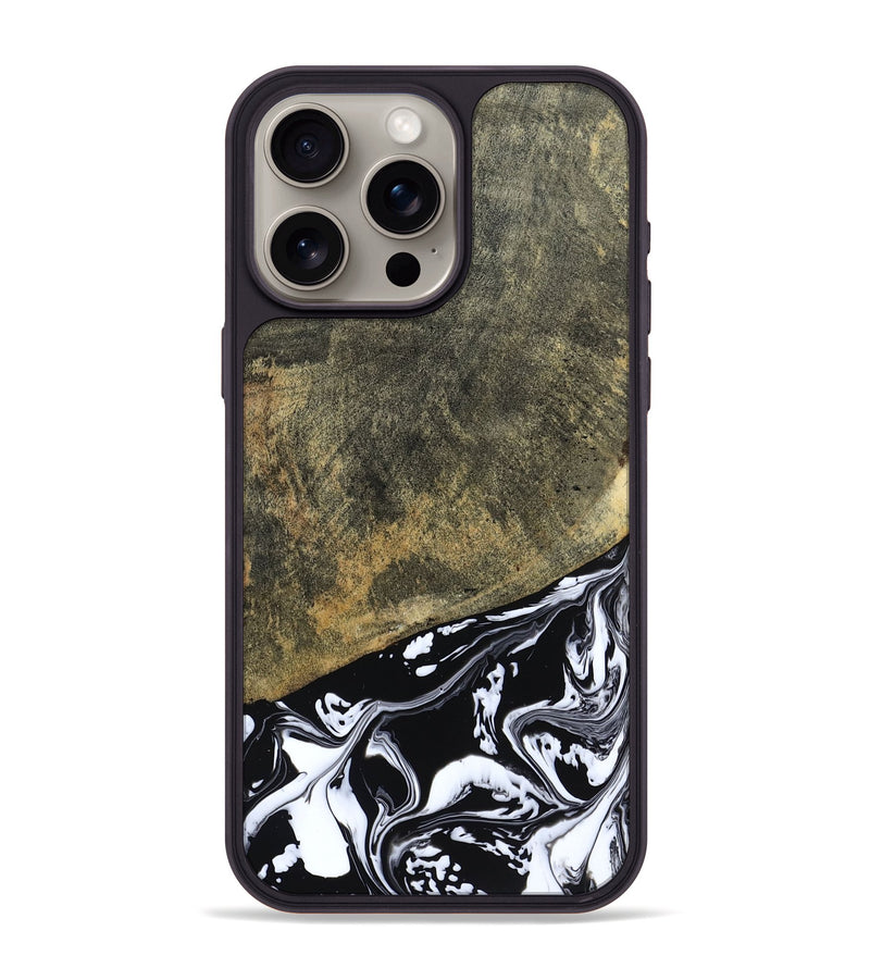 iPhone 15 Pro Max Wood Phone Case - Larkin (Black & White, 805949)