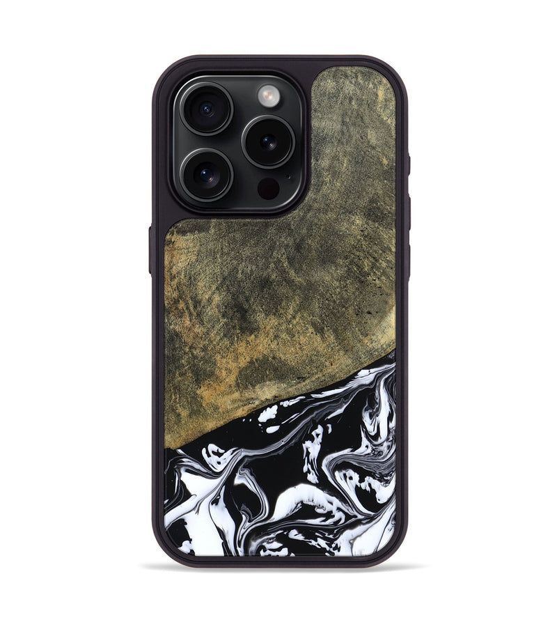 iPhone 15 Pro Wood Phone Case - Larkin (Black & White, 805949)