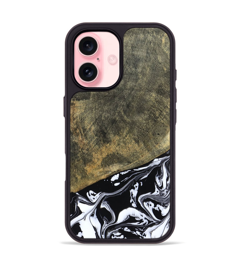 iPhone 16 Wood Phone Case - Larkin (Black & White, 805949)