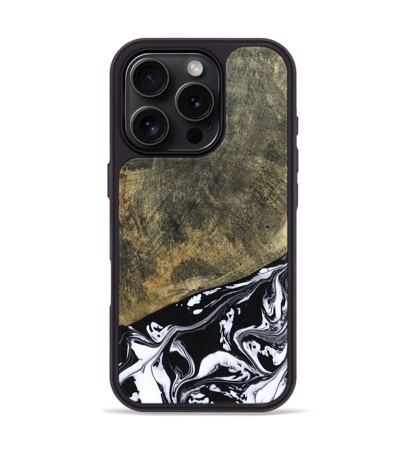 iPhone 16 Pro Wood Phone Case - Larkin (Black & White, 805949)