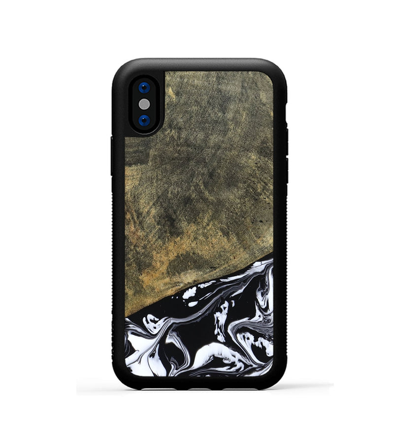 iPhone Xs Wood Phone Case - Larkin (Black & White, 805949)