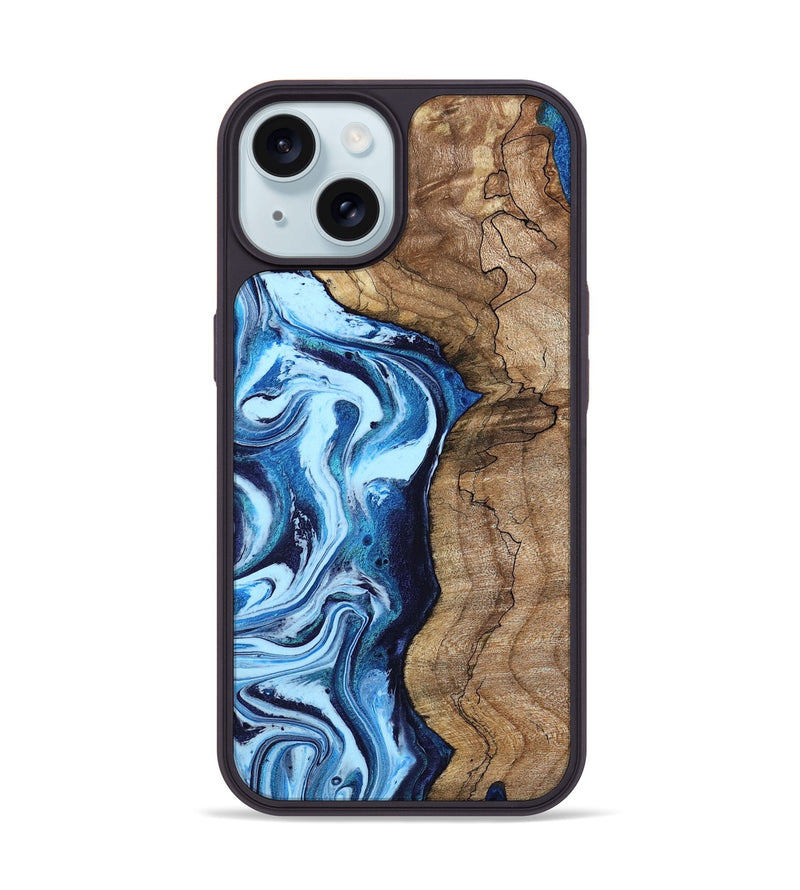 iPhone 15 Wood Phone Case - Brown (Blue, 805952)