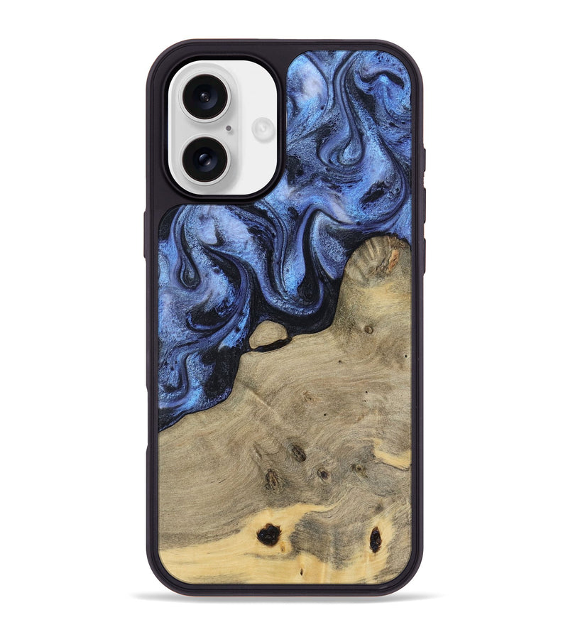 iPhone 16 Plus Wood Phone Case - Crue (Blue, 805981)