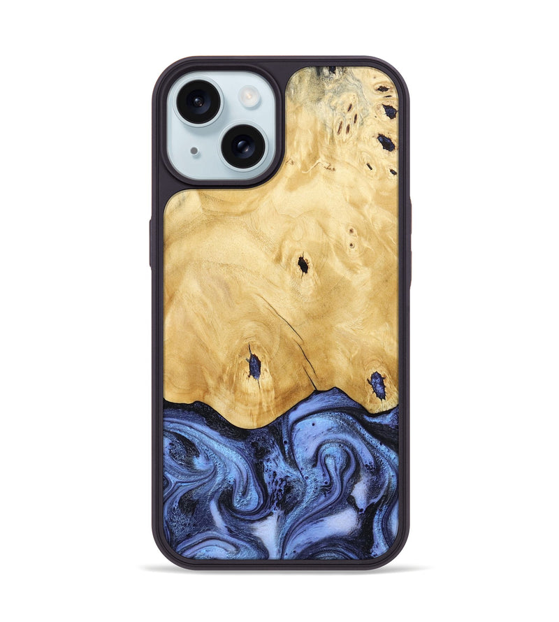 iPhone 15 Wood Phone Case - Rena (Blue, 805987)