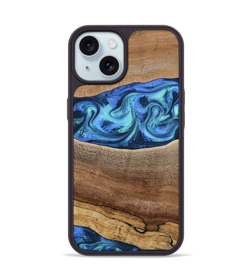 iPhone 15 Wood Phone Case - Korbin (Blue, 805988)