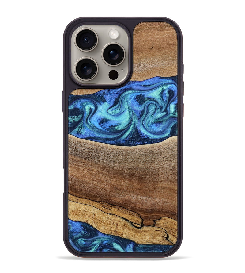 iPhone 16 Pro Max Wood Phone Case - Korbin (Blue, 805988)