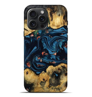 iPhone 16 Pro Max Wood Live Edge Phone Case - Jessi (Teal & Gold, 806053)