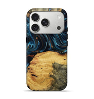 iPhone 17 Pro Wood Live Edge Phone Case - Mammie (Teal & Gold, 806055)