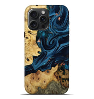 iPhone 16 Pro Max Wood Live Edge Phone Case - Krystal (Teal & Gold, 806066)